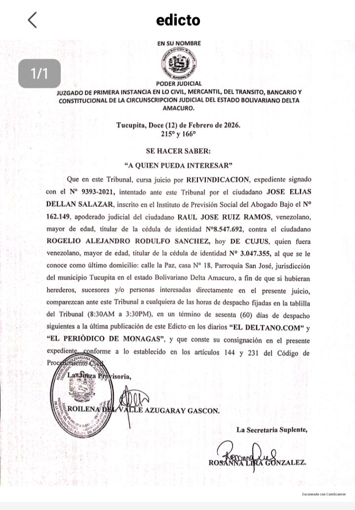 Edicto | El Deltano
